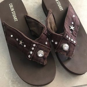 Brown Colin Stuart sandals flip flops Sz 7